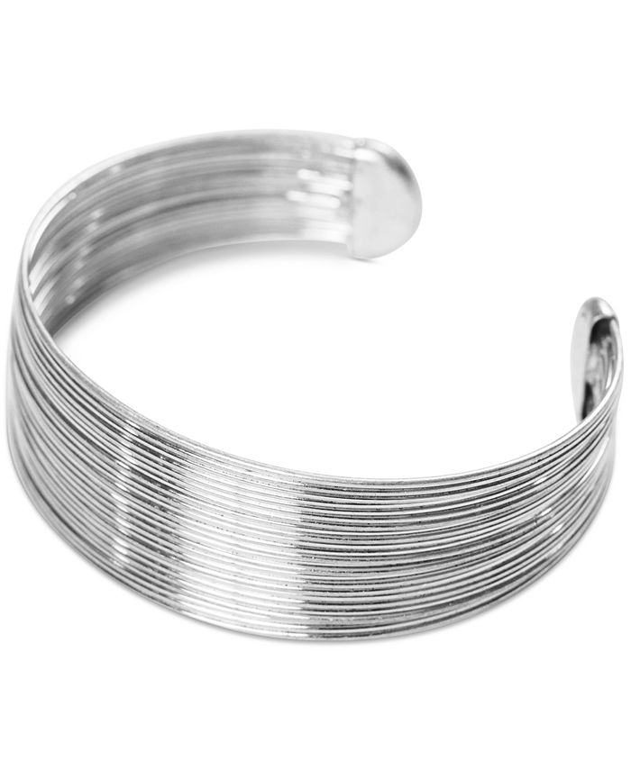 Lucky Brand Silver Tone Wire Thread Cuff Bracelet Macy s