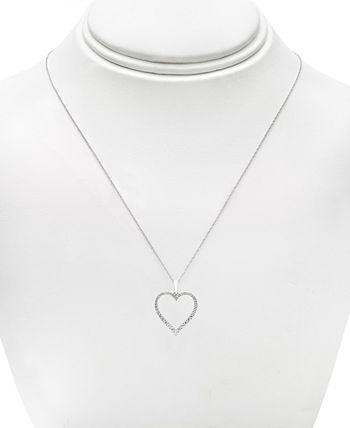 Macy's - Diamond Open Heart Pendant Necklace (1/4 ct. t.w.) in 14k White Gold