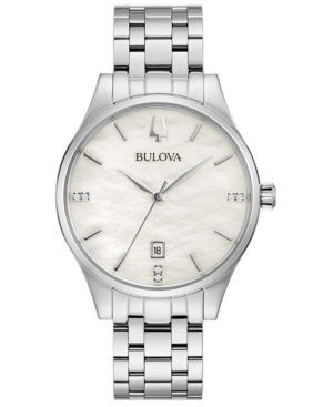 image of Bulova Women-s Classic Diamond-Accent Stainless Steel Bracelet Watch 36mm