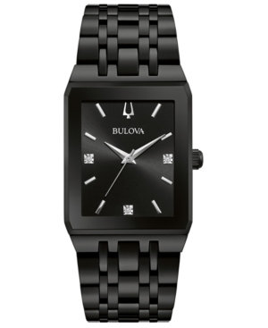 image of Bulova Men-s Futuro Diamond-Accent Black Stainless Steel Bracelet Watch 45x30mm