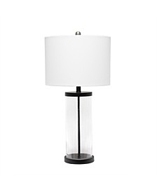Entrapped Glass Table Lamp with Fabric Shade