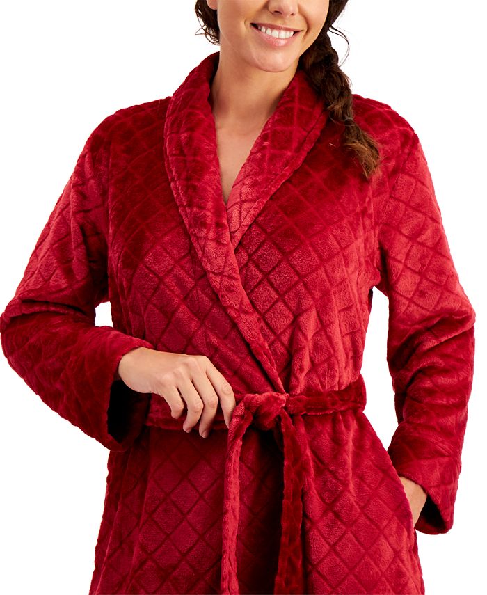 Charter Club Long Diamond Cozy Plush Robe, Created for Macy's - Macy's