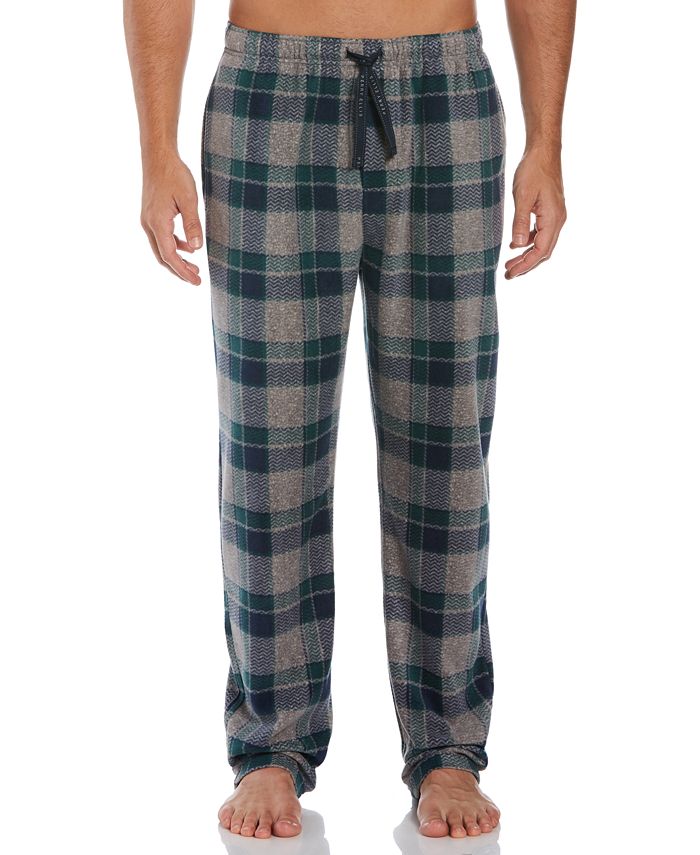Perry Ellis Men's Relaxed-Fit Herringbone Plaid Fleece Pajama Pants ...