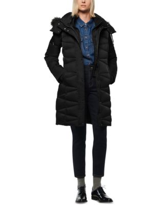 marc new york nadir faux fur trim hooded puffer coat