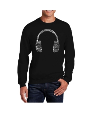 La Pop Art Big & Tall Men's Word Art Headphones - Languages Crewneck Sweatshirt