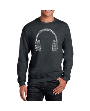 La Pop Art Big & Tall Men's Word Art Headphones - Languages Crewneck Sweatshirt