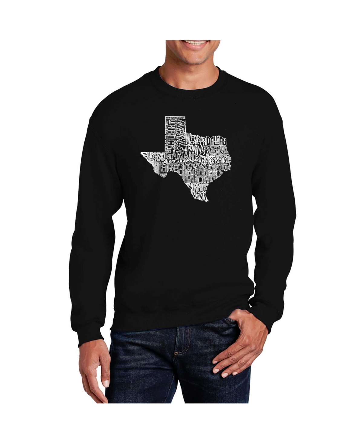 La Pop Art Men's Word Art The Great State of Texas Crewneck Sweatshirt