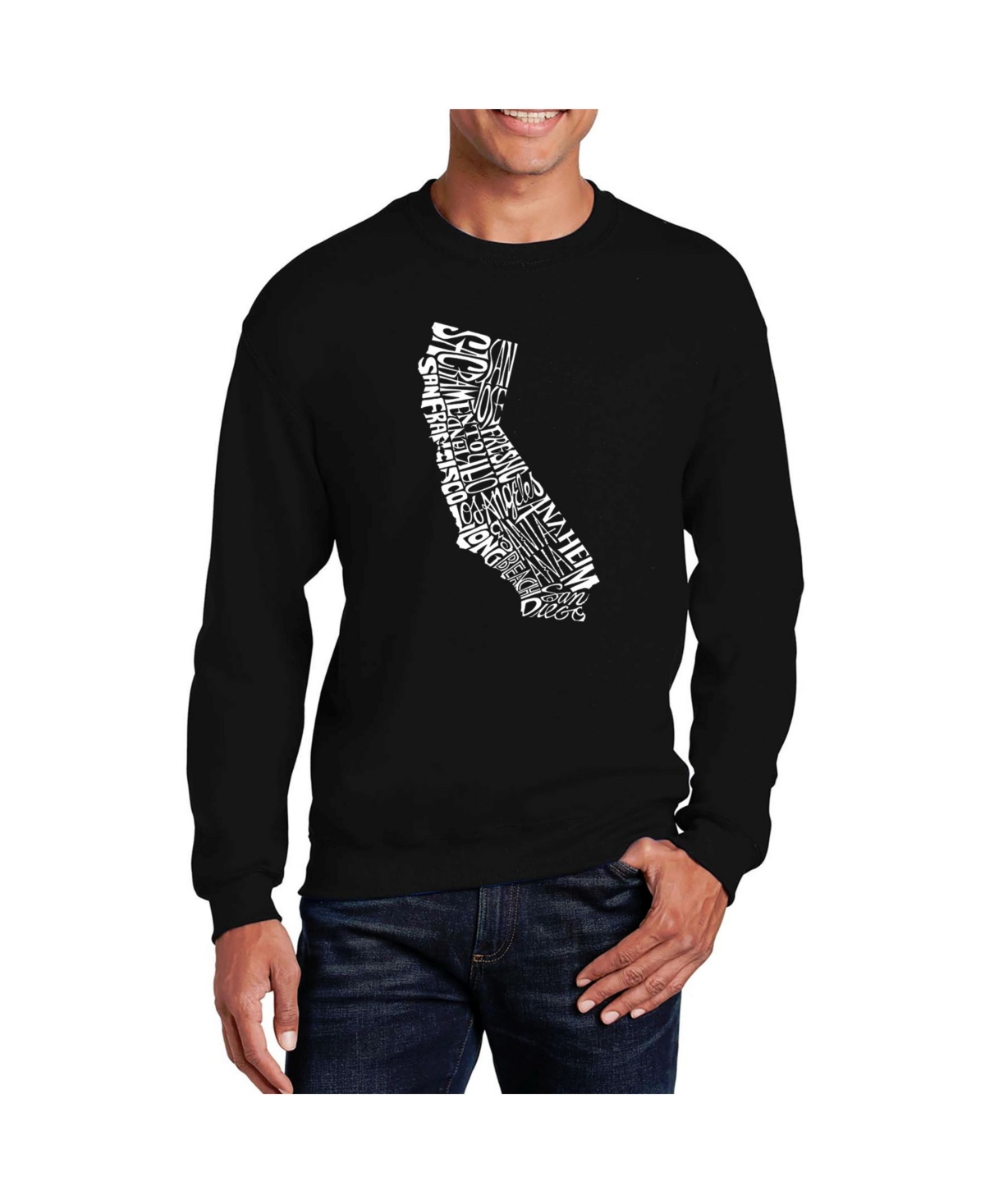 La Pop Art Men's Word Art California State Crewneck Sweatshirt