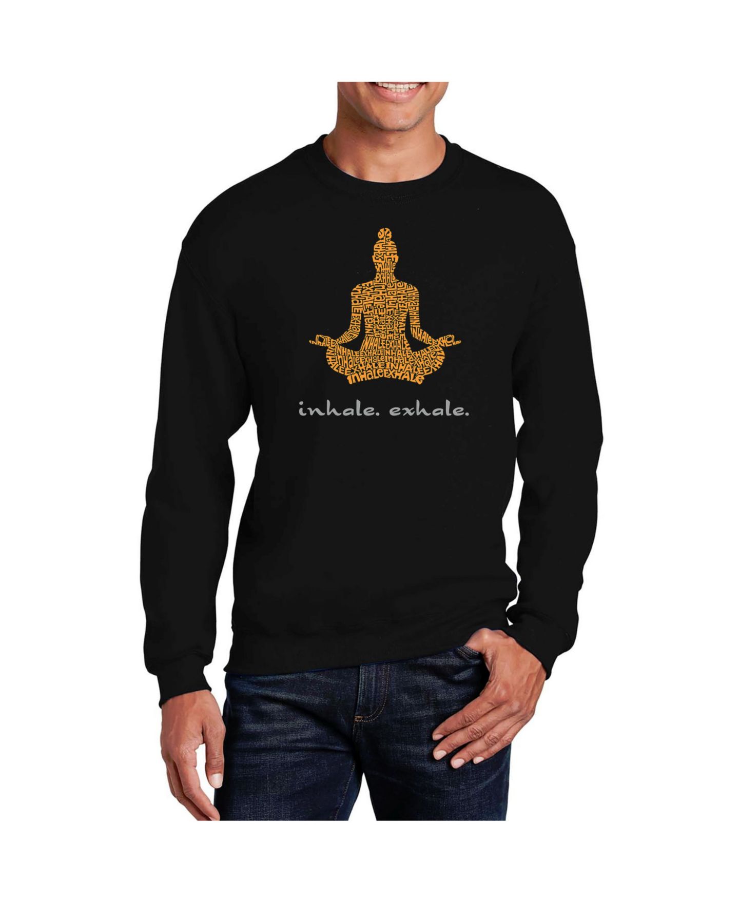 Мужская толстовка LA Pop Art Word Art Inhale Exhale Crewneck, цвет: Чёрный — фото 1
