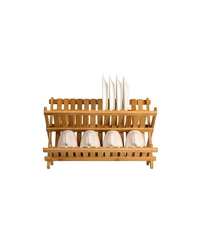 HomeIT Bamboo Folding Compact Dish Drying Rack Macy's