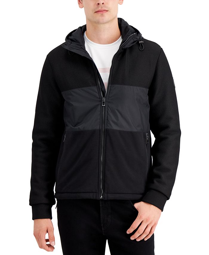 Michael Kors Men's Mixed-Media Full-Zip Hoodie & Reviews - Coats & Jackets  - Men - Macy's