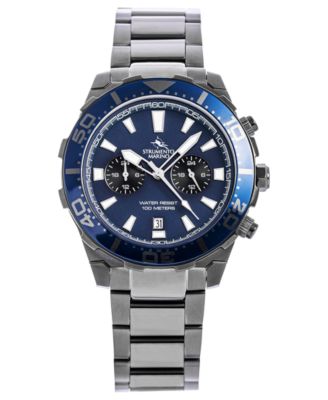 Strumento Marino - Men's Dual Time Zone Gunmetal-Tone Stainless Steel Bracelet Watch 44mm