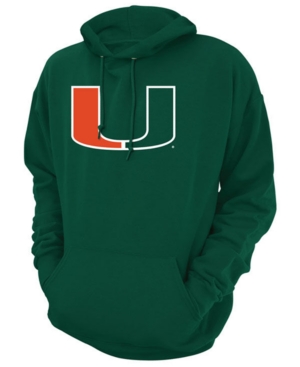 Retro Brand Men's Miami Hurricanes Screen-Print Big Logo Hooded Sweatshirt