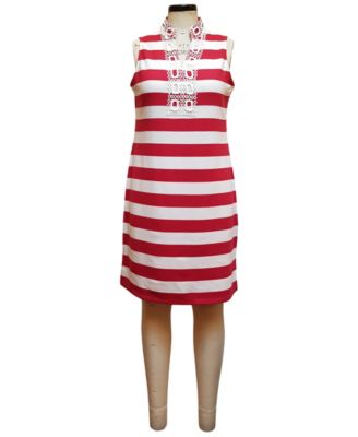 Charter Club - Split-Neck Ottoman Stripe Dress