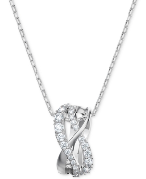 image of Swarovski Silver-Tone Crystal Intertwined Pendant Necklace, 14-7/8