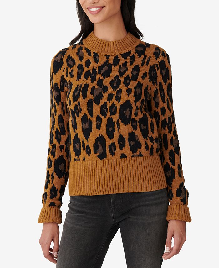 Lucky Brand Leopard-Print Wide-Hem Sweater - Macy's