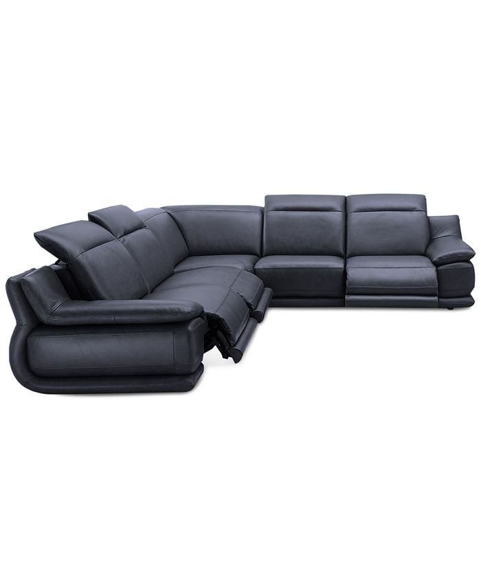 Furniture Daisley 5Pc. Leather "L" Shaped Sectional Sofa with 3 Power