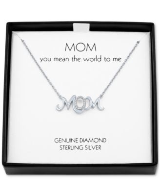 Diamond MOM Pendant Necklace (1/20 ct. t.w.) in Sterling Silver, 16" + 2" extender