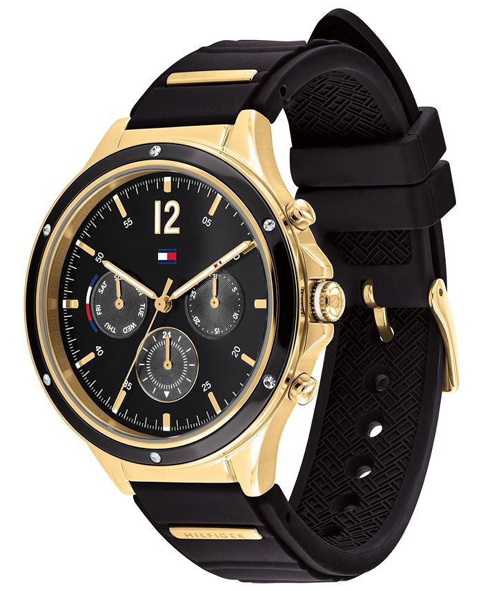 Tommy hilfiger watch women's black silicone deals strap