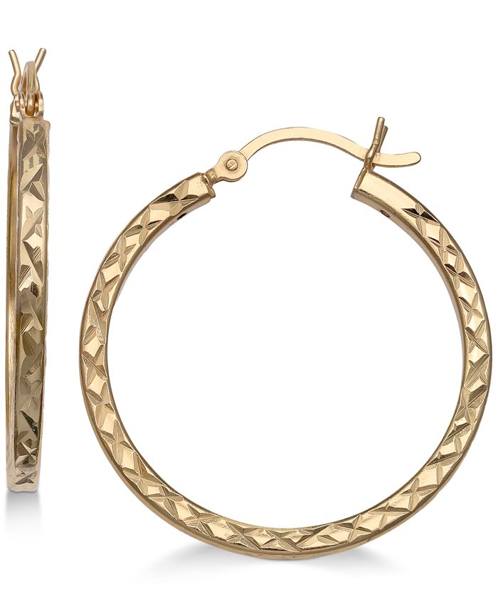 Giani Bernini Medium Textured Hoop Earrings in 18k Gold-Plated Sterling ...