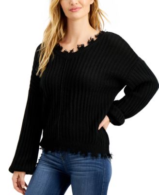 Cloud Chaser - Juniors' Bar-Back Destructed Sweater