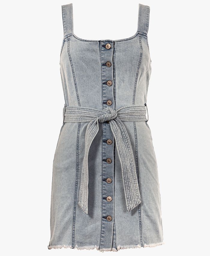 Rewash Juniors Belted Denim Dress Reviews Dresses Juniors Macy S