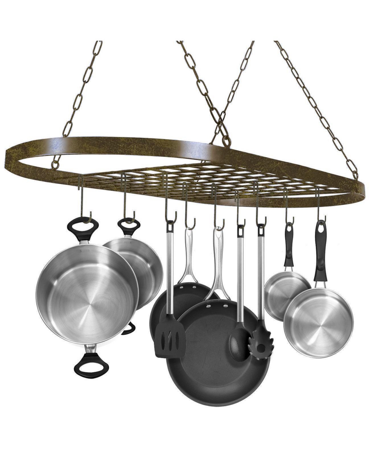 Sorbus Rustic Ceiling Mounted Pot Rack with Hooks