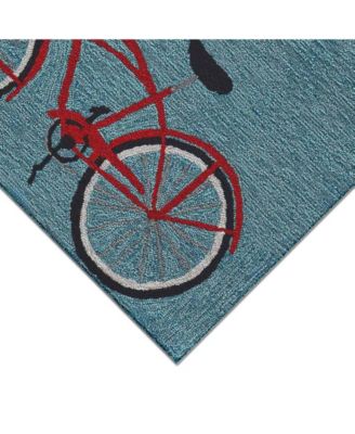 Frontporch Bike Ride Blue 2' x 5' Runner Rug