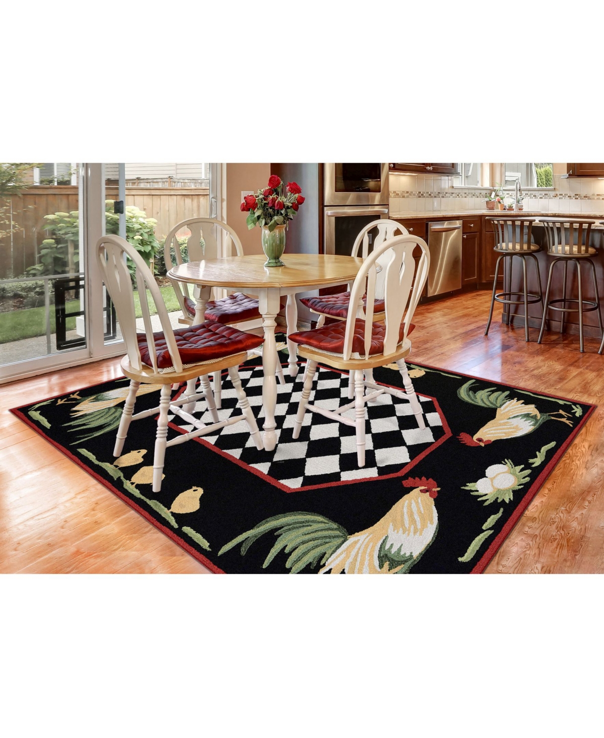 Liora Manne' Frontporch Roosterand Gray Outdoor Area Rug - Black, Gray
