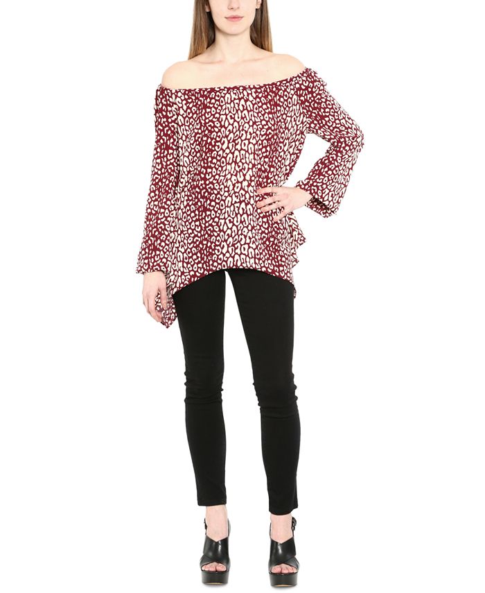 Michael Kors Women's Foulard Print Handkerchief Hem Top Red Size X-Large