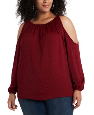 red off the shoulder plus size top