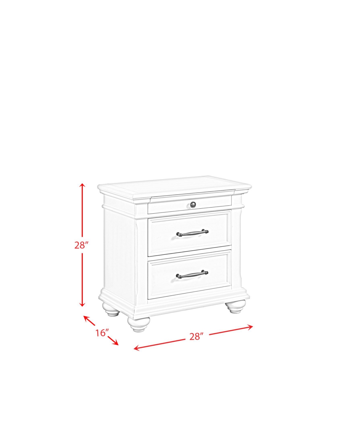 Picket House Furnishings Brooks 3-Drawer Nightstand with Usb Ports