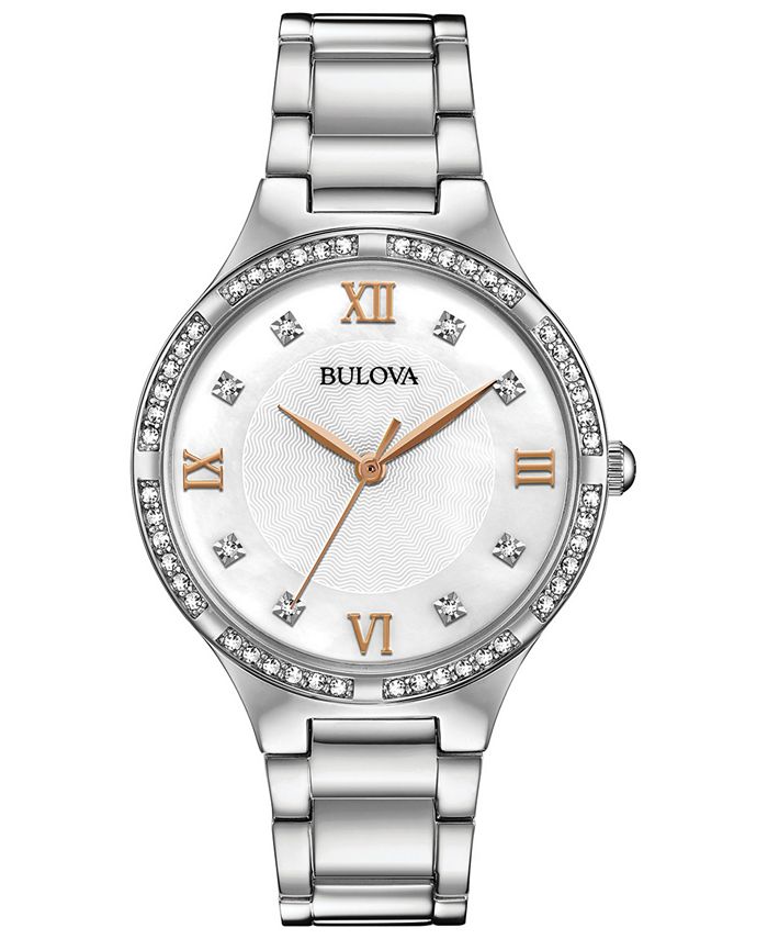 Bulova Women's Stainless Steel Bracelet Watch 34mm Macy's