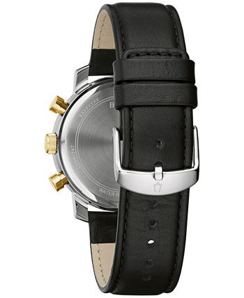 Bulova Men s Chronograph Black Leather Strap Watch 40mm Macy s
