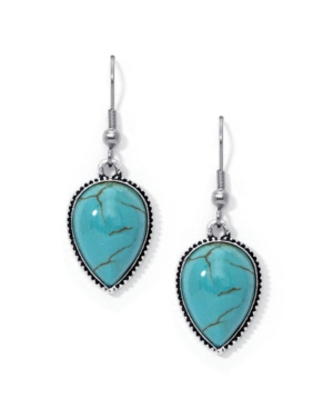 image of Macy-s Simulated Turquoise in Fine Silver Plated Pear Drop Wire Earrings