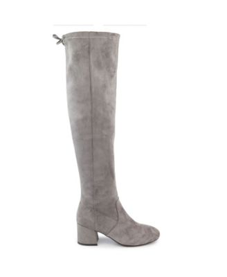 knee length grey boots