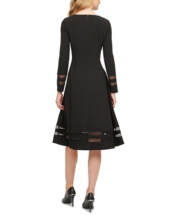 Calvin Klein Women's Velvet Illusion A Line Dress Black Size 16