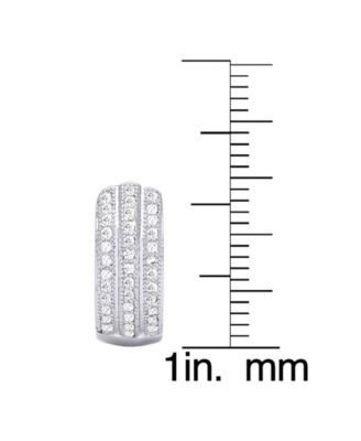 Cubic Zirconia 3-Row Huggie Hoop Earrings