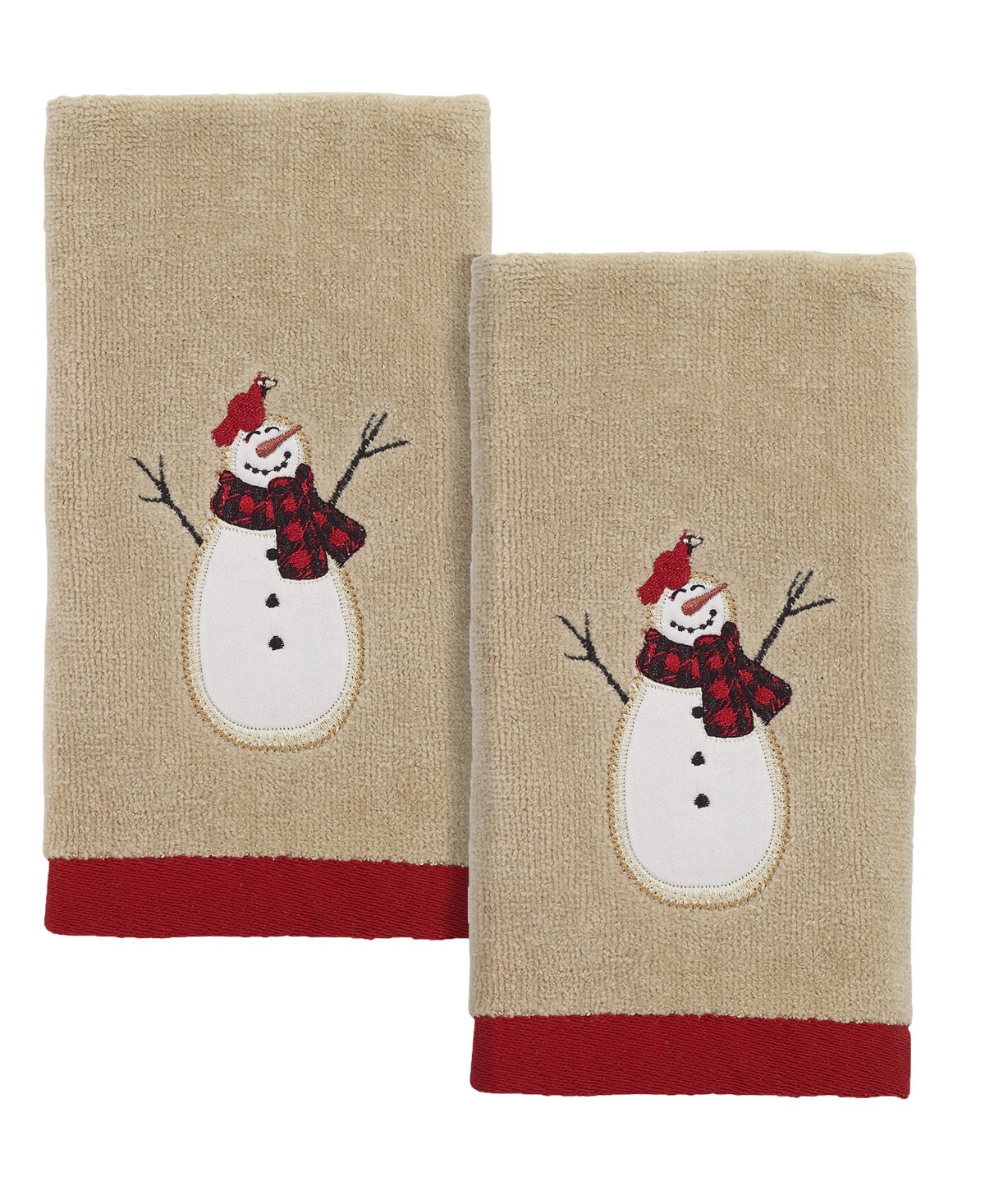 Avanti Snowman Gathering Fingertip Towels, 2 Piece Bedding