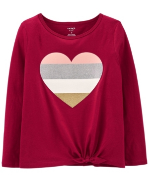 image of Carter-s Big Girl Glitter Heart Tie-Front Jersey Tee