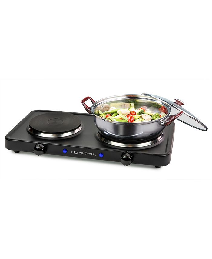 HomeCraft HCDB15BK Double Burner Hot Plate Macy's