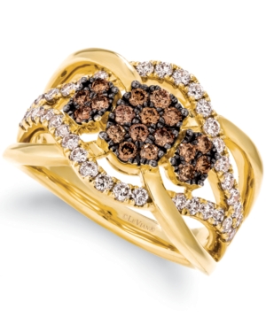 image of Le Vian Chocolate Diamond (1-1/20 ct. t.w.) & Nude Diamond (5/8 ct. t.w.) Openwork Ring in 14k Gold