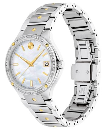 Movado - Women's Swiss SE Diamond (1/5 ct. t.w.) Gold-Tone PVD & Stainless Steel Bracelet Watch 32mm