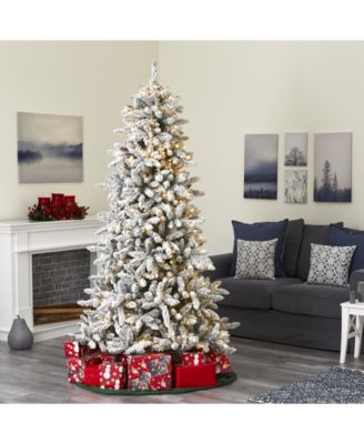 Flocked Livingston Fir Artificial Christmas Tree with Pine Cones and 500 Clear Warm LED Lights