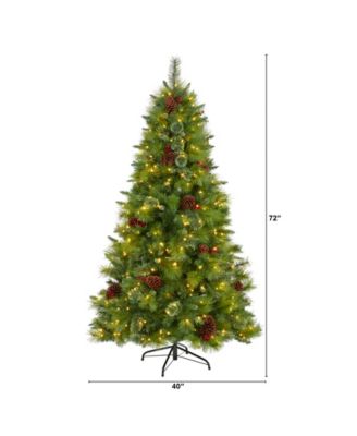 Montana Mixed Pine Artificial Christmas Tree with Pine Cones, Berries and 350 Clear LED Lights