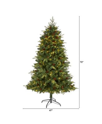 Wellington Spruce "Natural Look" Artificial Christmas Tree with 300 Clear LED Lights and Pine Cones