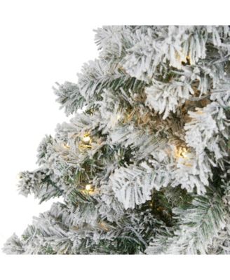 Flocked Rock Springs Spruce Artificial Christmas Tree with 150 Clear LED Lights