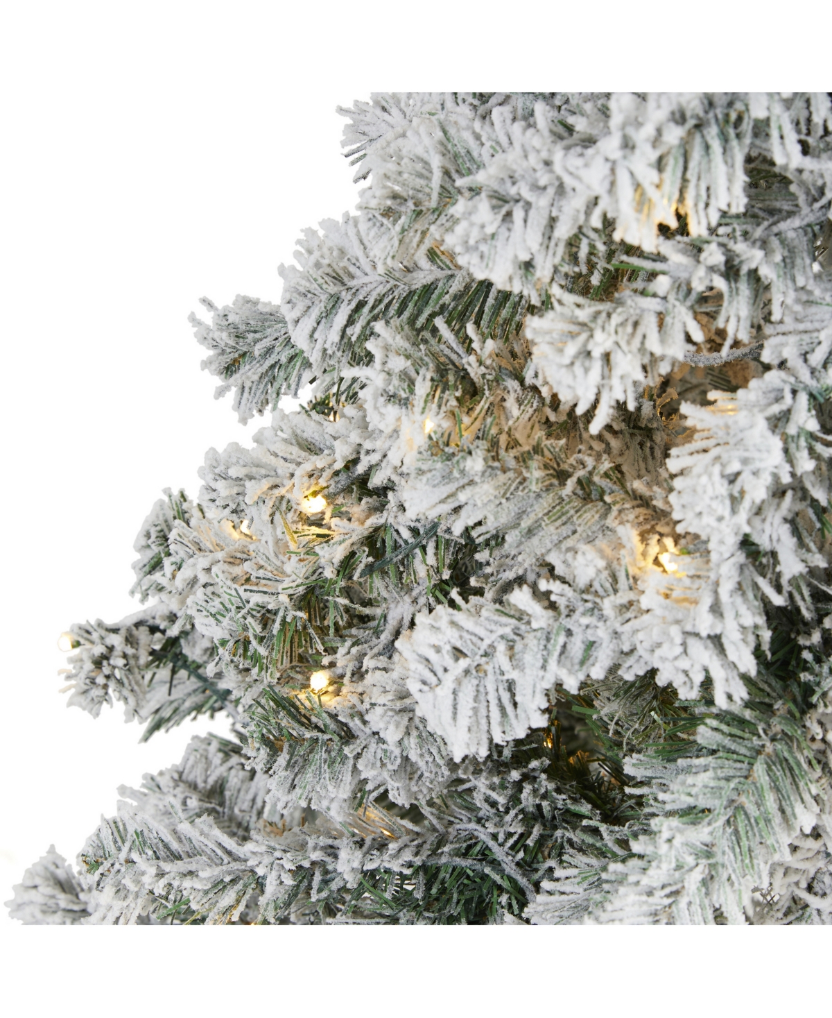 Nearly Natural Flocked Rock Springs Spruce Artificial Christmas Tree with 150 Clear Led Lights