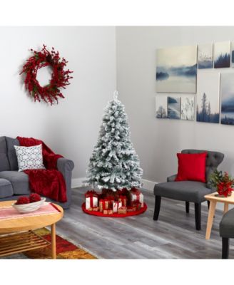 Flocked Rock Springs Spruce Artificial Christmas Tree with 150 Clear LED Lights