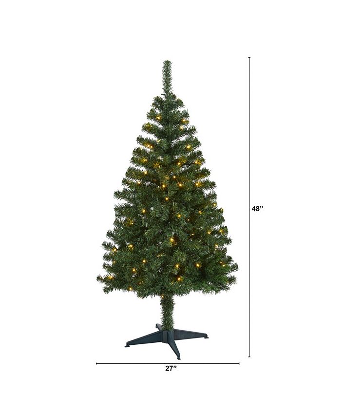Nearly Natural Northern Tip Pine Artificial Christmas Tree with 100 ...